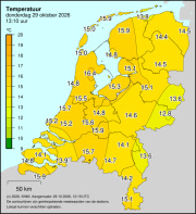 Weerkaart KNMI Temperatuur
