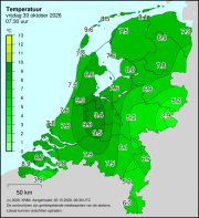 Weerkaart KNMI Temperatuur