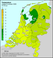 Weerkaart KNMI Temperatuur