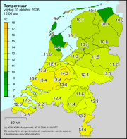 Weerkaart KNMI Temperatuur