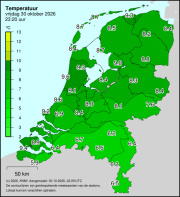 Weerkaart KNMI Temperatuur
