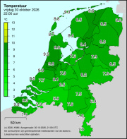 Weerkaart KNMI Temperatuur