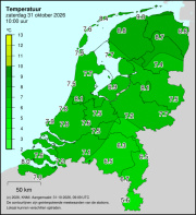 Weerkaart KNMI Temperatuur