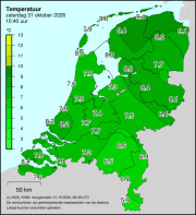 Weerkaart KNMI Temperatuur
