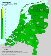 Weerkaart KNMI Temperatuur
