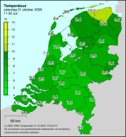 Weerkaart KNMI Temperatuur