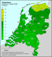 Weerkaart KNMI Temperatuur
