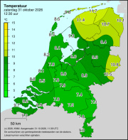 Weerkaart KNMI Temperatuur