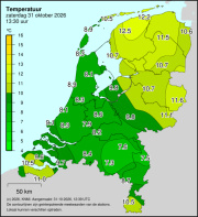 Weerkaart KNMI Temperatuur
