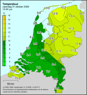 Weerkaart KNMI Temperatuur