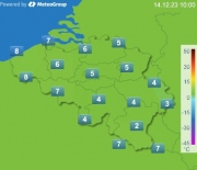 Weerkaart Temperatuur België